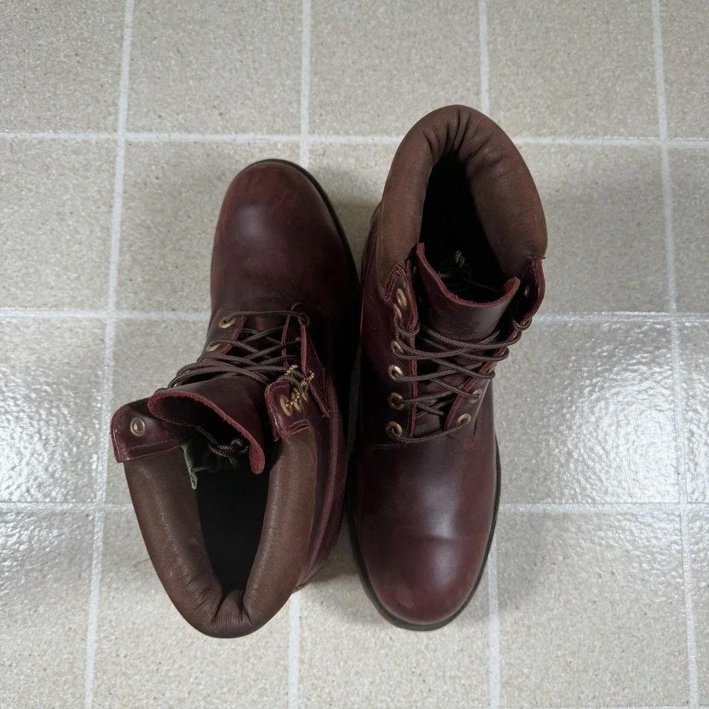 Timberland Heritage Premium 6-Inch Waterproof Boots Size 11.5 Burgundy Leather